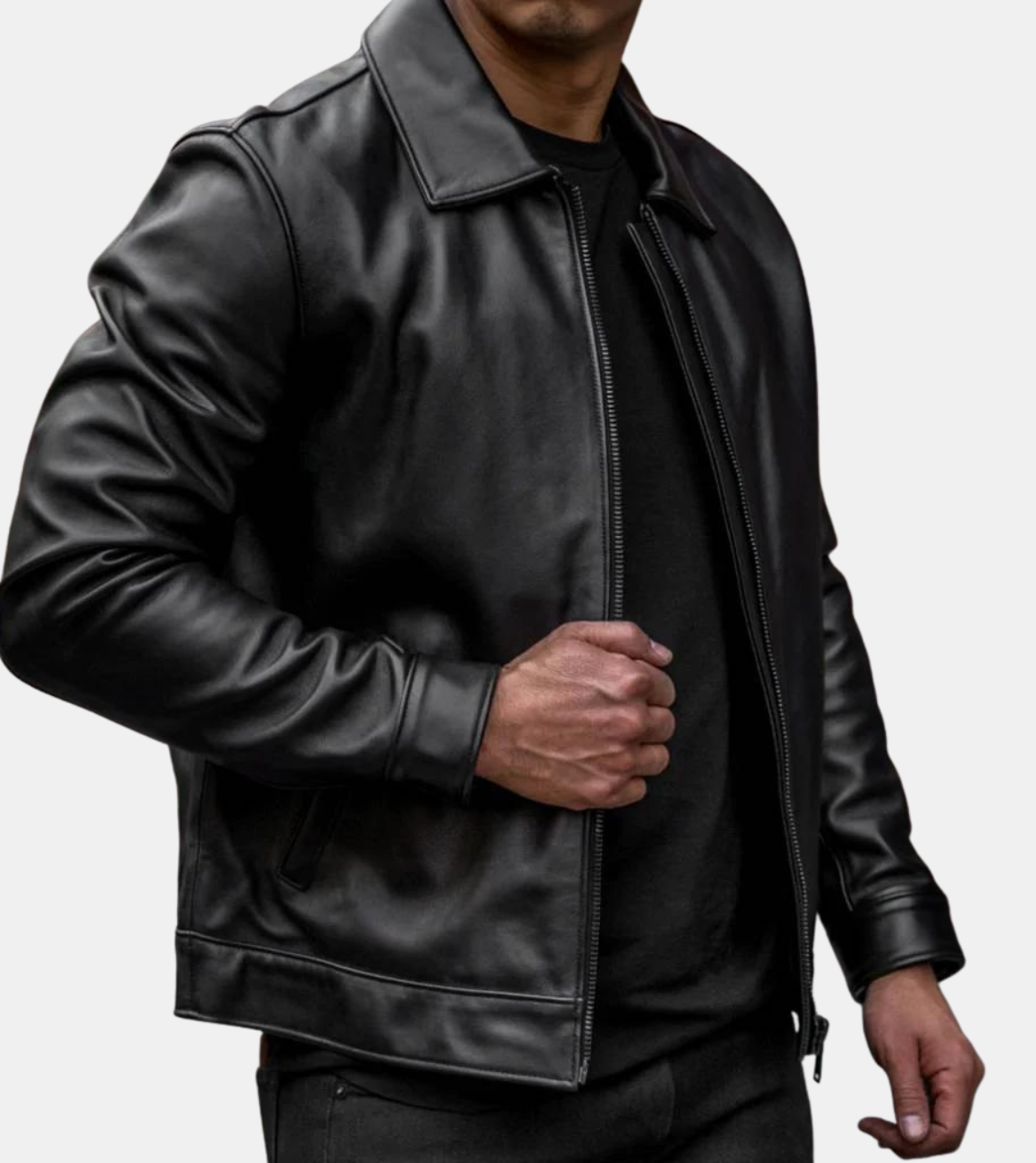  Men's Black Leather Jacket