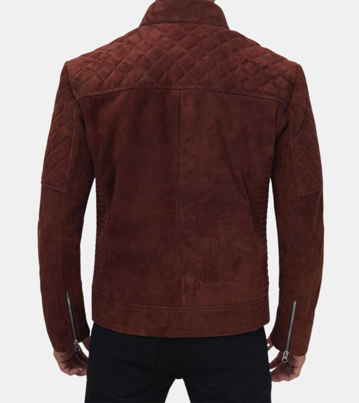 Baire Men's Brown Quilted Suede Leather Jacket