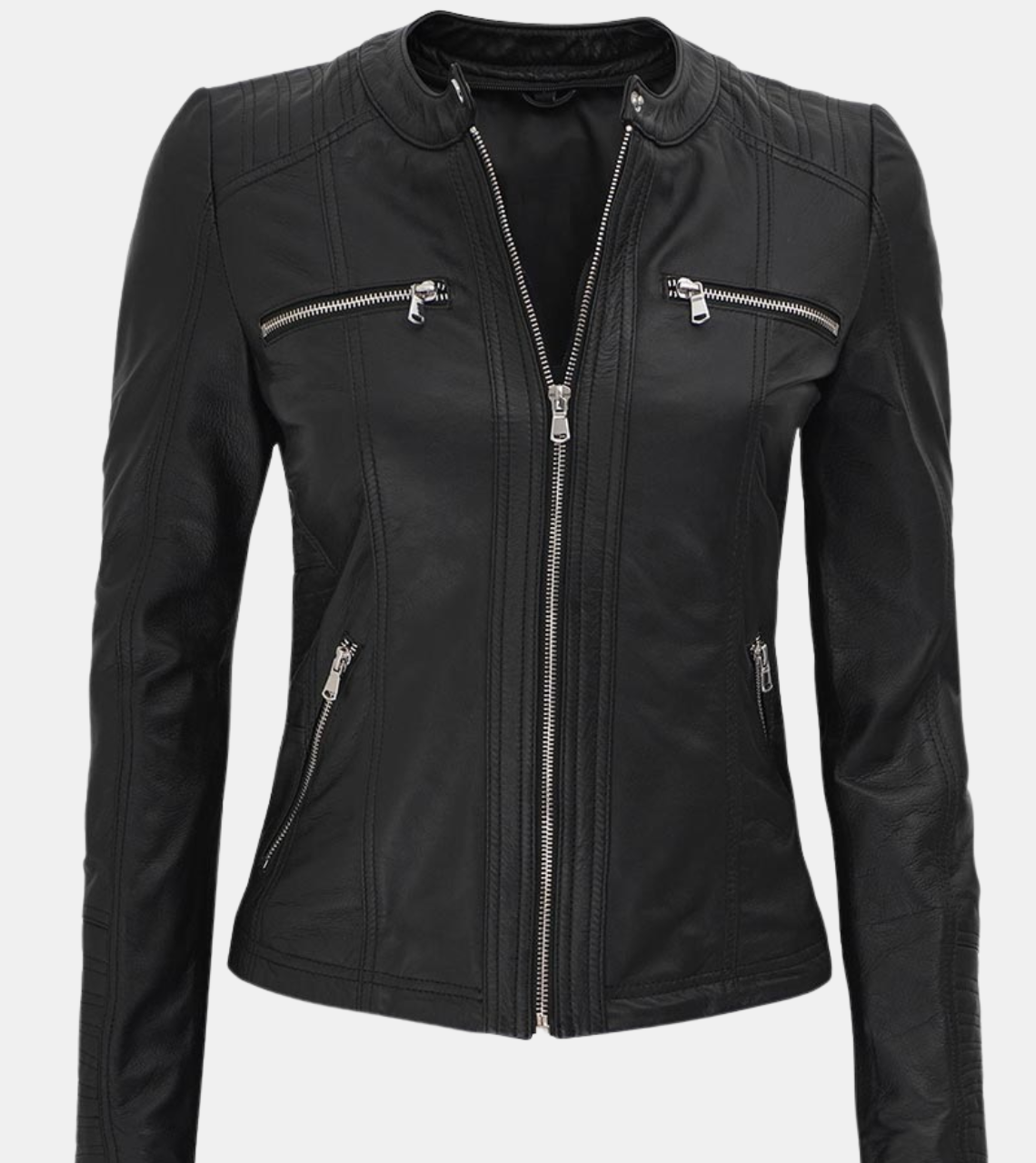 Removable Hooded Black Leather Jacket