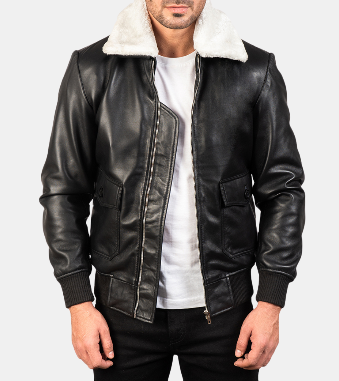 Bledsoe Men's Black Bomber Shearling Leather Jacket – Antarctic Leathers