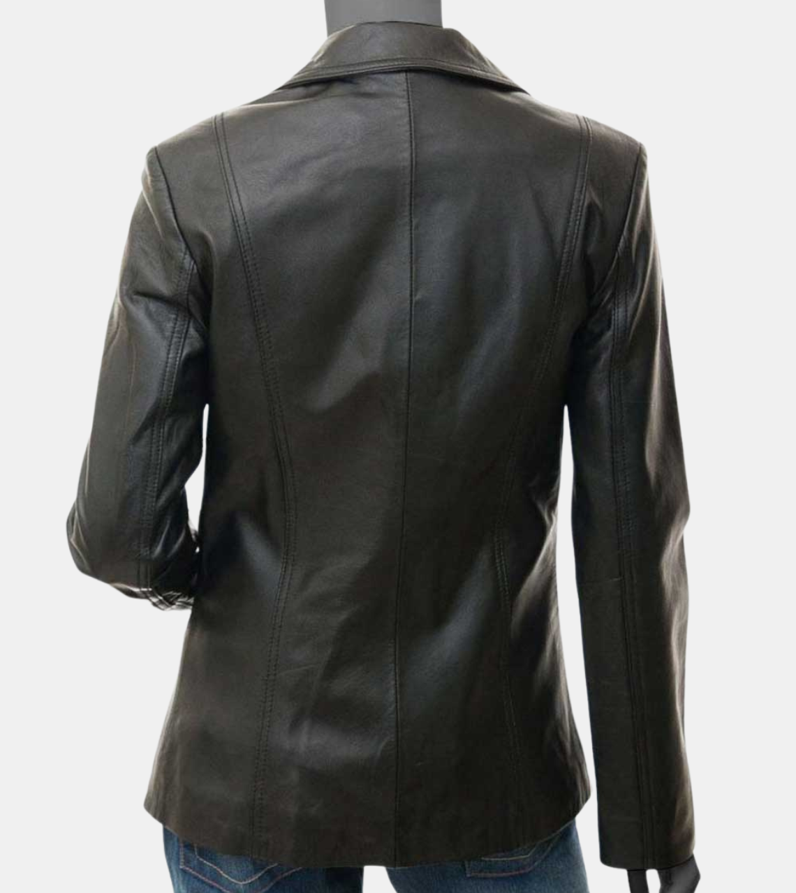 Women's Black Leather Blazer 