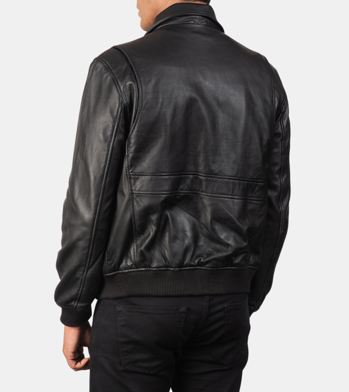 Tempest Men's Black Bomber Leather Jacket Back