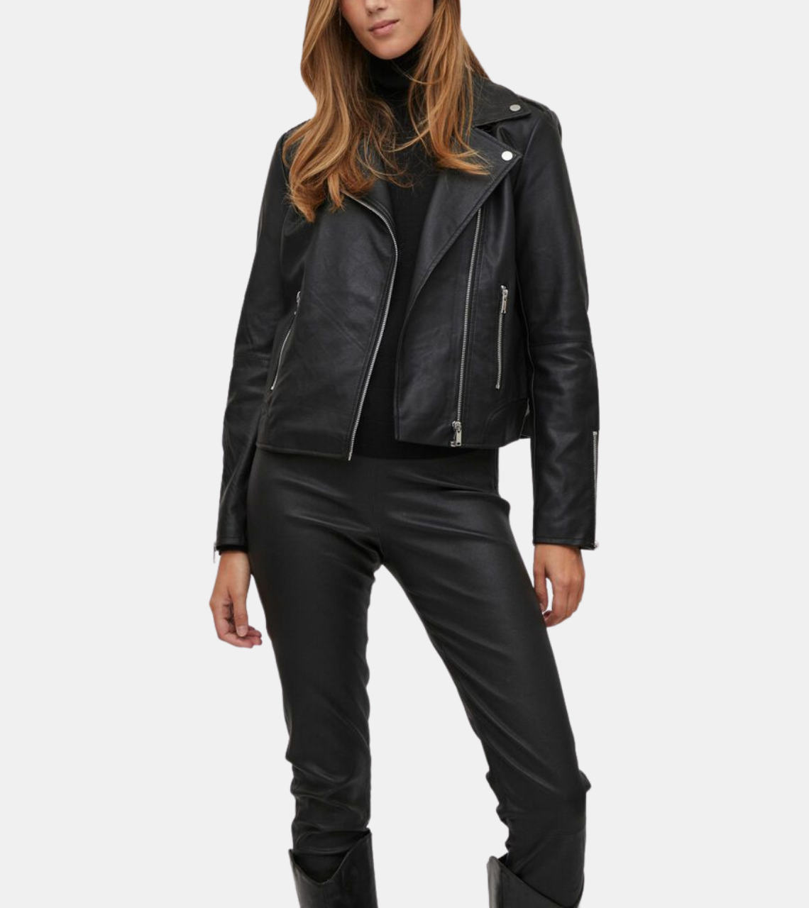 Fiona Women's Black Biker Leather Jacket