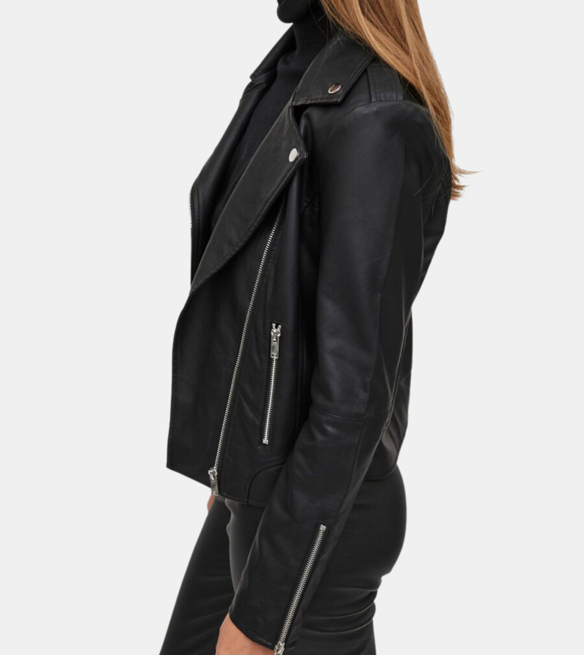 Fiona Women's Black Biker Leather Jacket