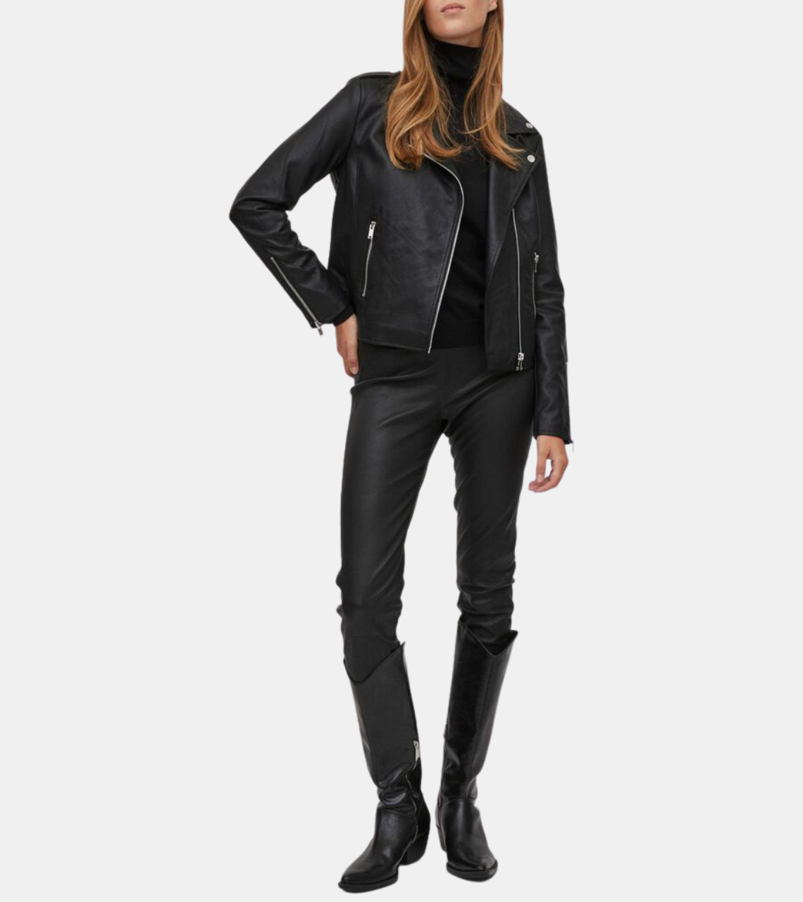 Fiona Women's Black Biker Leather Jacket