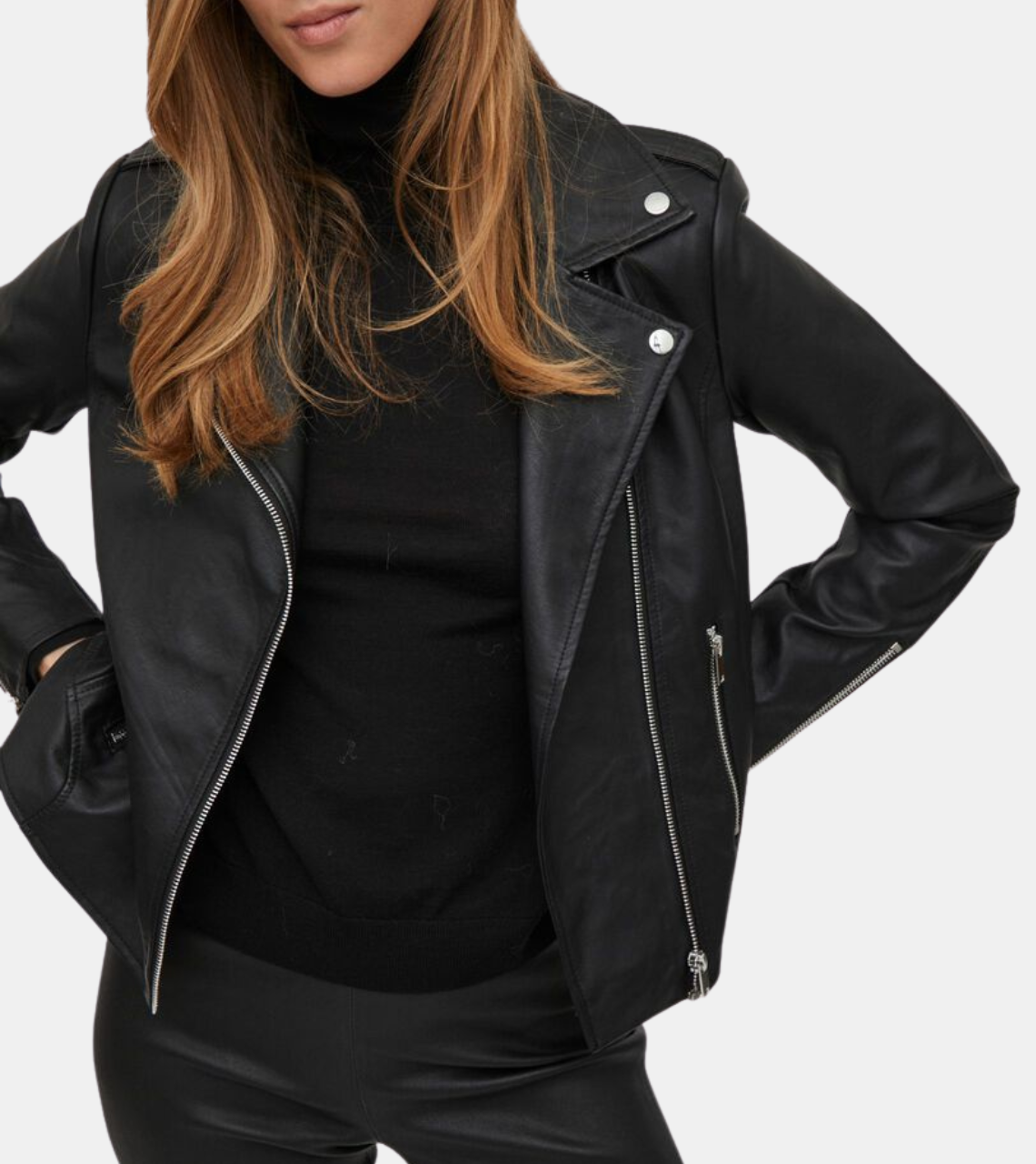 Fiona Women's Black Biker Leather Jacket