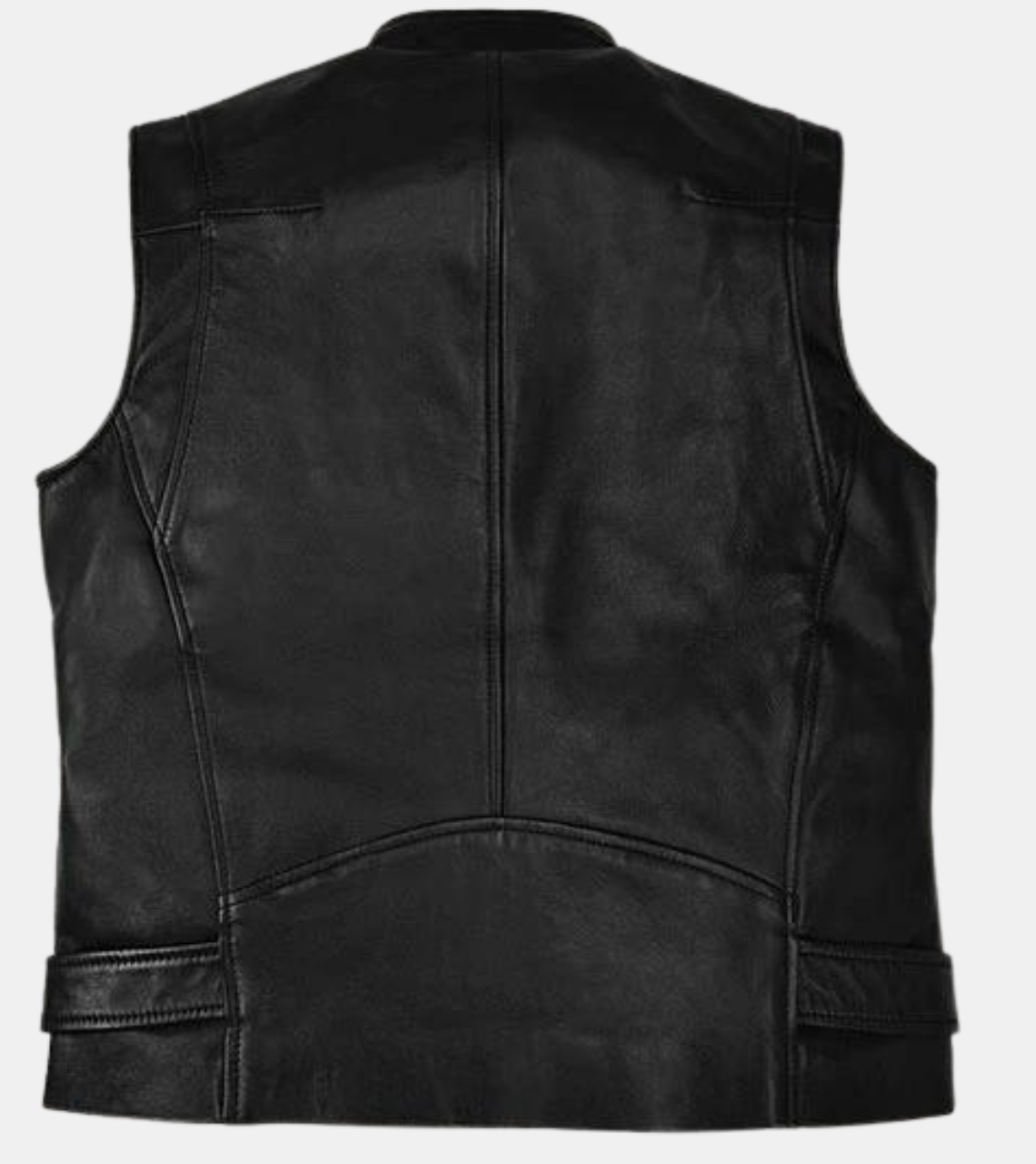  Jethro Men's Black Leather Vest  Back