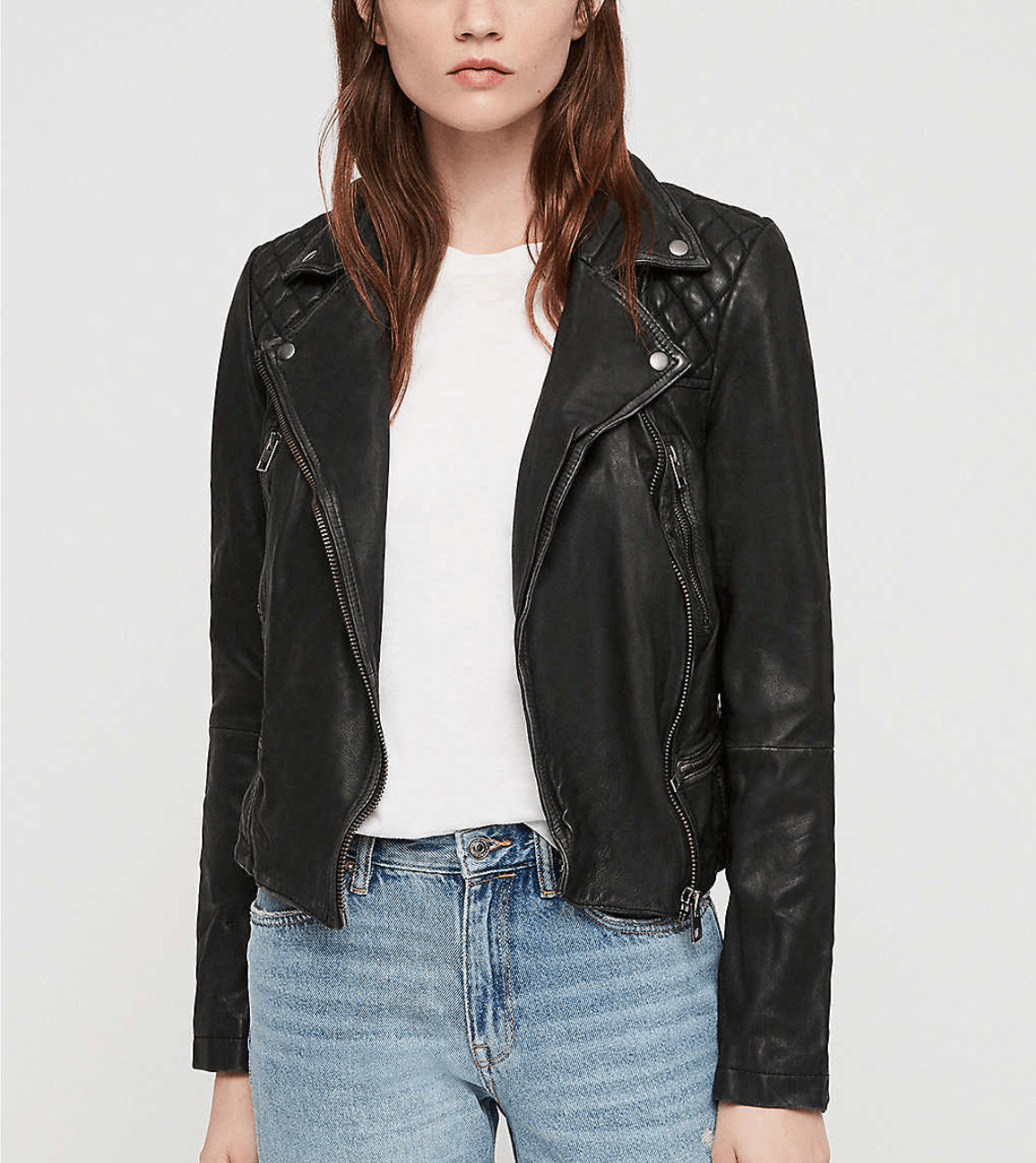 Women’s Distressed Black Leather Biker Jacket